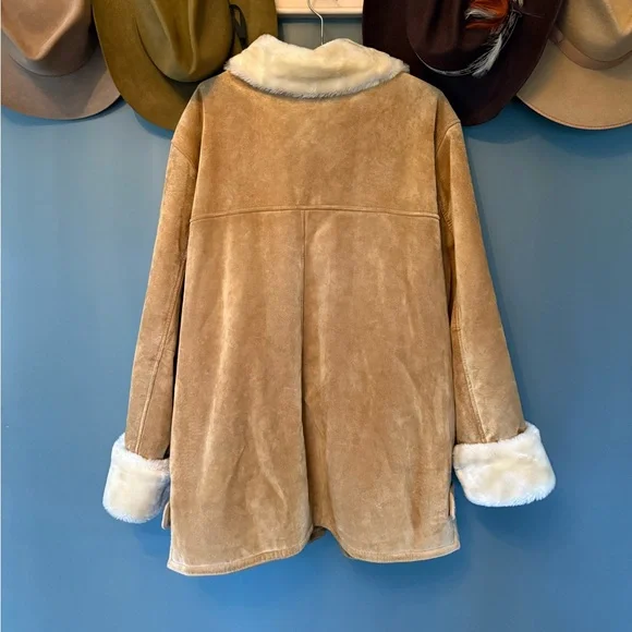 Dennis Basso vintage genuine leather suede fur lined coat sz 1X - Picture 2 of 9